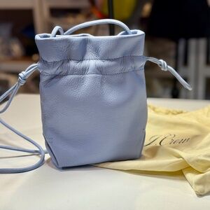 J Crew cornflower blue leather drawstring crossbody bag